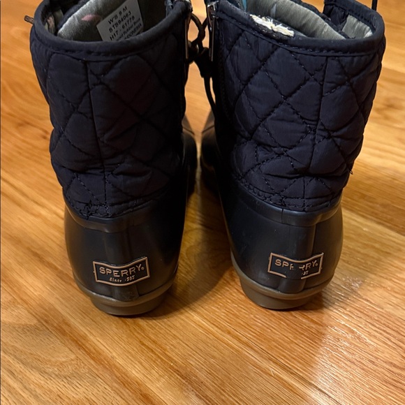 Sperry Black Quilted Duck Boots women size 9 lace up leather/suede laces EUC - Picture 8 of 15